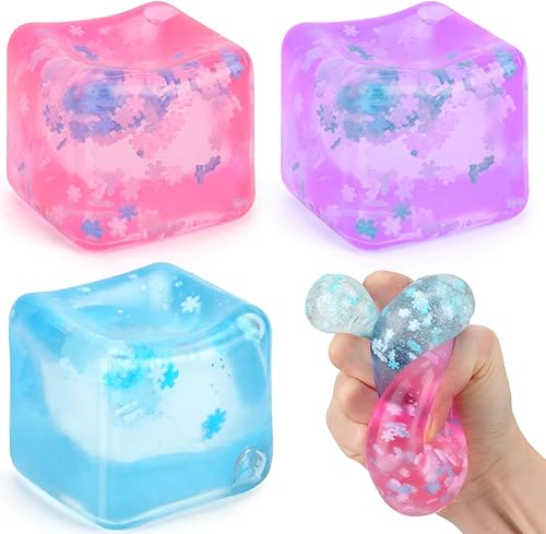Cubo de hielo Fidget Toy para todas las edades paquete de 3 cubos suaves sensoriales Fidget cubo de hielo bola de estrés Squishy Cube Juguetes para