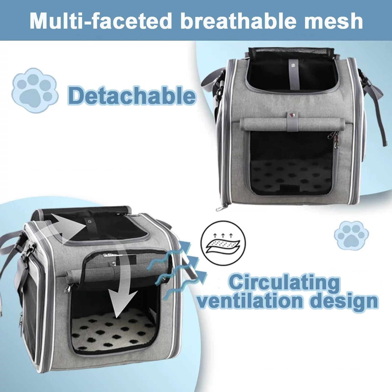Mochila Perro Pequeño Soporta 12 Lbs Plegable Expandible Transportín Gato | Bien Ventilado con Correa de Seguridad Interior, Cesta de Bicicleta para Perro(Style 2)