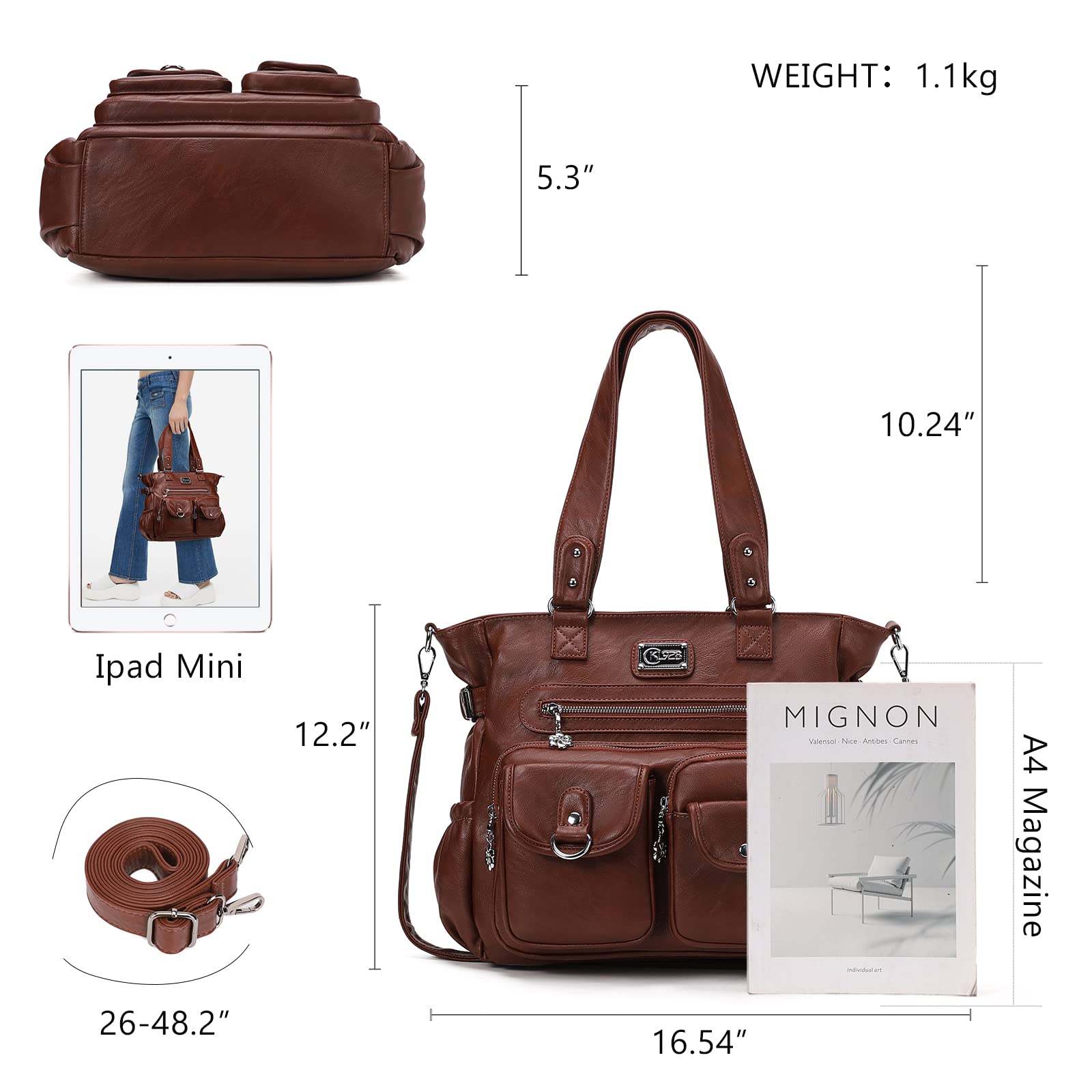 KL928 Bolso bandolera para mujer, bolso pequeño de mano, piel sintética, para mujer o niña