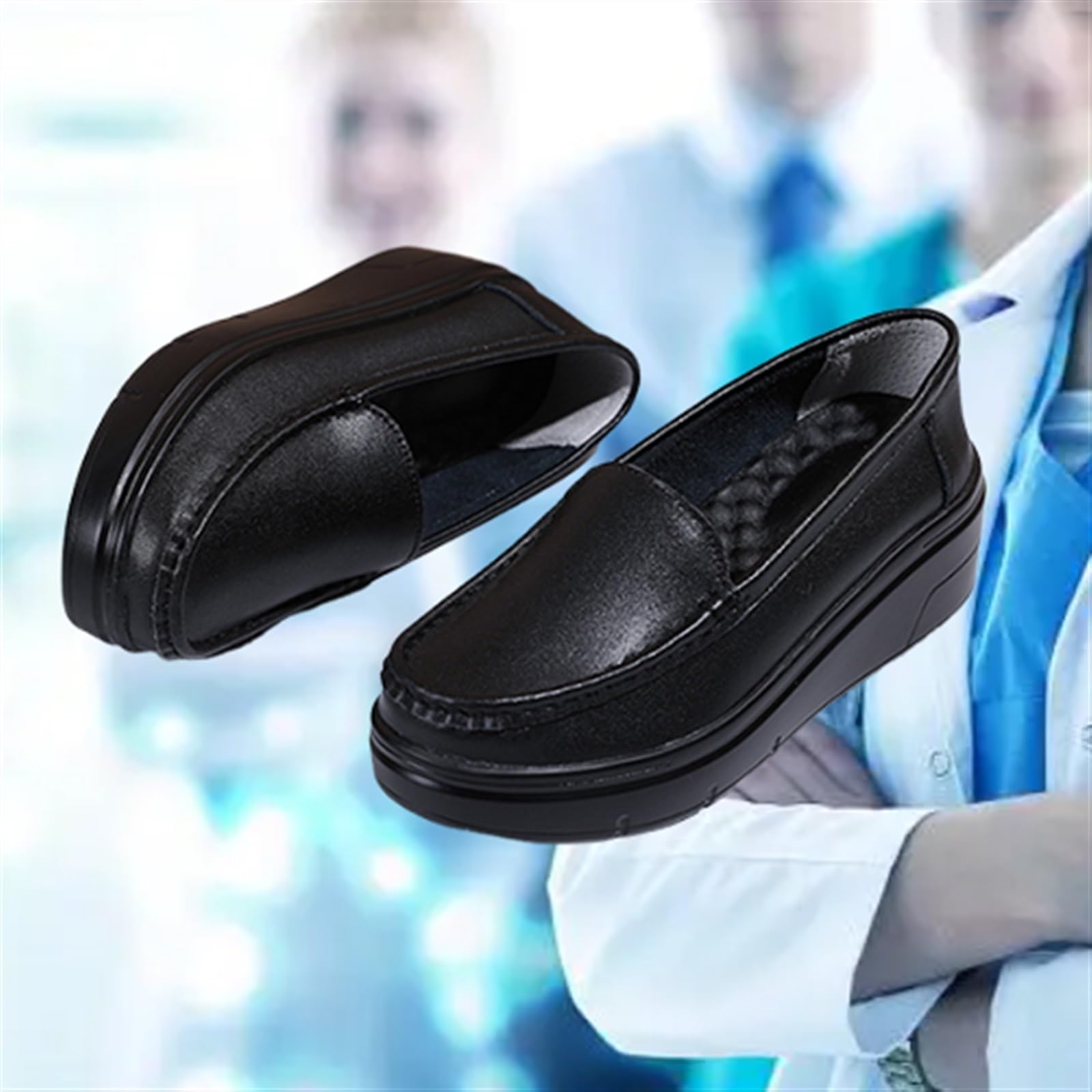rutschfeste Stillschuhe Für Damen, Frauen Slip-On Casual Bequeme Atmungsaktive Leder Krankenschwester Schuhe, Plattform-Keil-Breathable-Laufschuhe, Für Medizinisches Personal