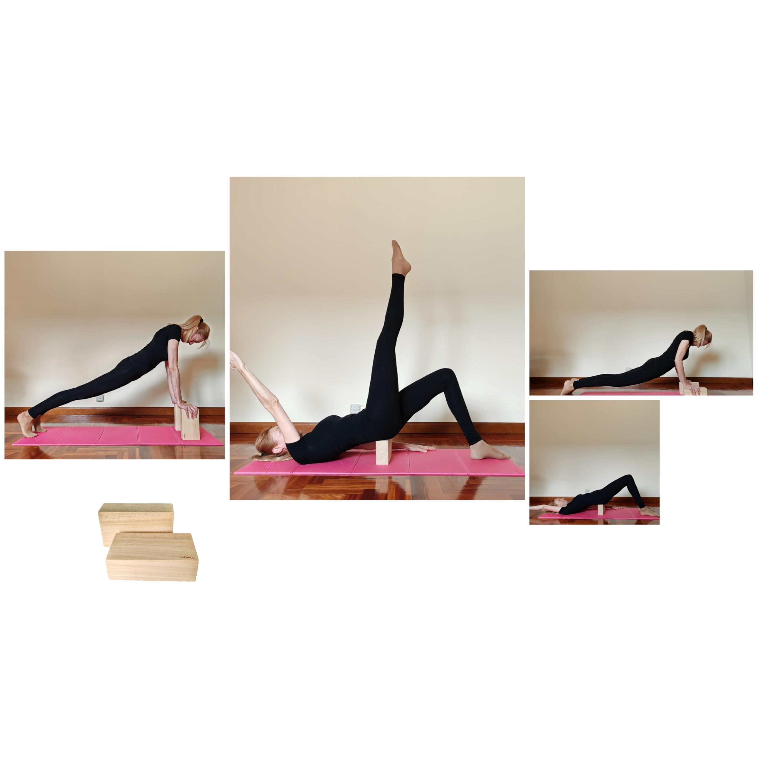 Pareja de bloques de madera (S) para ejercicios de rehabilitación, Yoga, Pilates o Calistenia