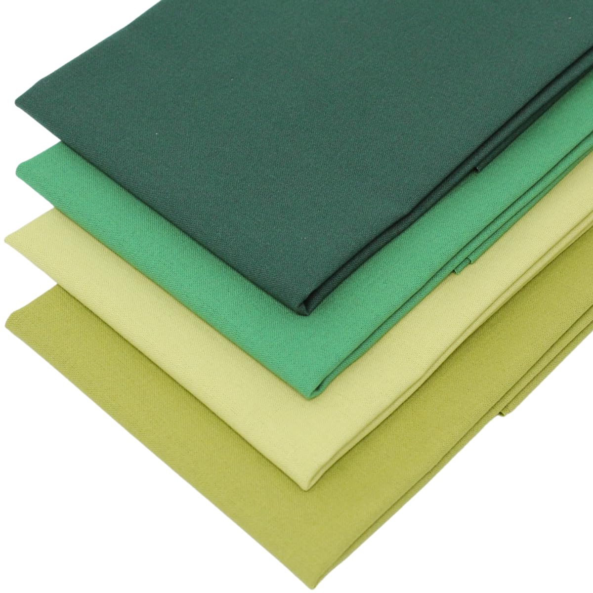 4 Fat Quarters Bundle - 'Sherwood Forest' Plain Solid Fabrics in Shades of Leaf and Forest Green. 100% Cotton for Quilting, Patchwork & Crafting (with Free Patchwork Pattern by Overdale Fabrics)