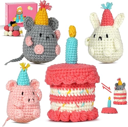 Miniatura 7 de mehorkook Kit de ganchillo para principiantes, tutoriales en video paso a paso, ideal para adultos y niños, proyectos de animales de ganchillo
