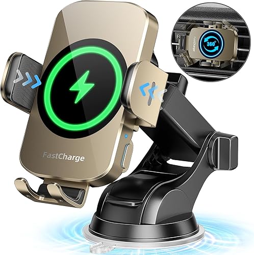 Wireless Car Charger, Fast Charging Phone Holder BothLin 3 in 1 Phone Mount Auto Clamping Car Accessories Compatible with iPhone 15 14 13 12 11 Xs