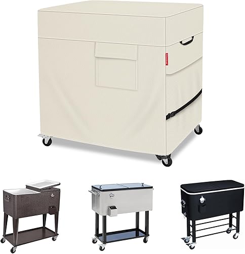 Miniatura 8 de Porch Shield Funda impermeable con ruedas para carrito de 80 a 100 cuartos de galón, se adapta a la mayoría de hieleras de patio (negro, 40 pulgadas