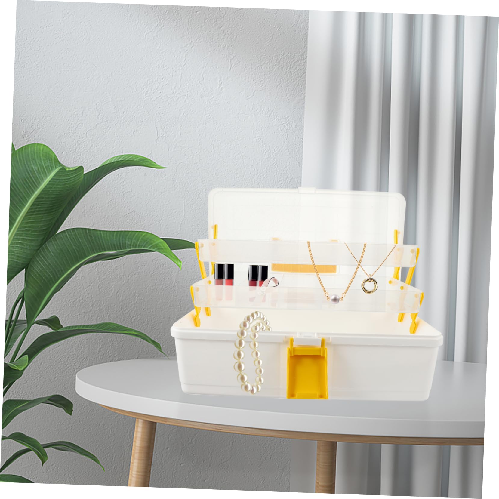 Healeved Aufbewahrungsbox für Haarspangen aus Kunststoff Gelb Organizer für Kopfbedeckungen und Snacks Modisch und Praktisch Einfache Aufbewahrung Geeignet für Mädchen und Frauen Reisen
