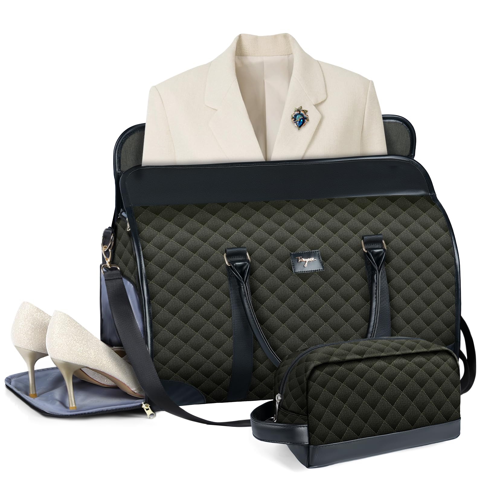 Tonyeee Convertible Garment Duffel Bags for Travel, Carry On Garment Bag with Shoe Compartment, 3 in 1 Foldable Suit Duffle Bag for Women, Jenni Bag