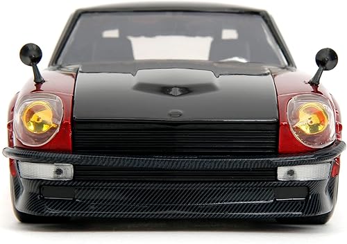 Miniatura 6 de 1972 Datsun 240Z Negro y Rojo Metálico con Gráficos Fast X (2023) Película Fast & Furious Series 124 Modelo de coche fundido a troquel por Jada 34916