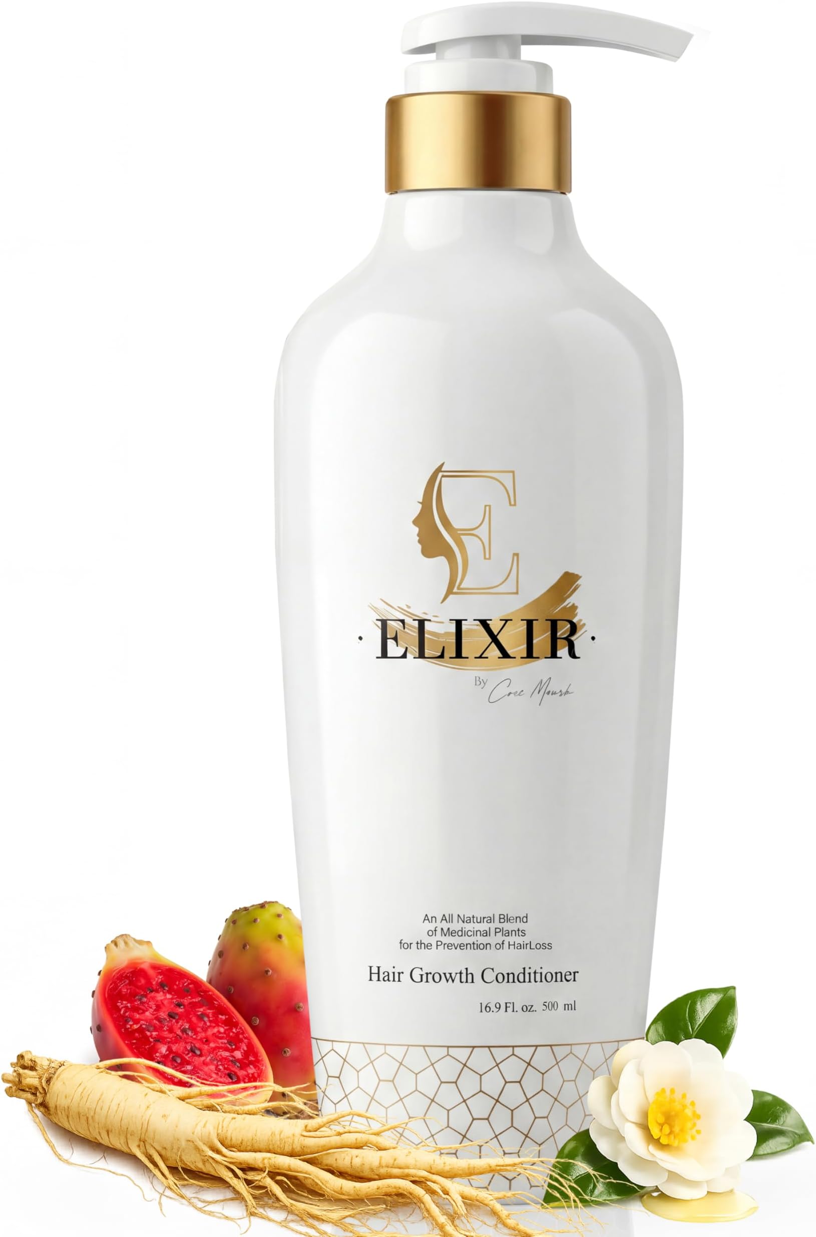 Elixir by Coco March Hair Growth Plant Based Conditioner - Natural Formula, No Harmful Chemicals, No Parabens for Strengthening Hair & Increased Volume - 16.9 fl oz 500 ml