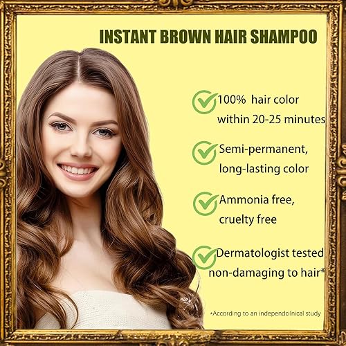 Miniatura 5 de Champú de tinte para cabello castaño a base de hierbas para cabello oscuro, champú instantáneo para mujeres y hombres, champú de color marrón 3 en