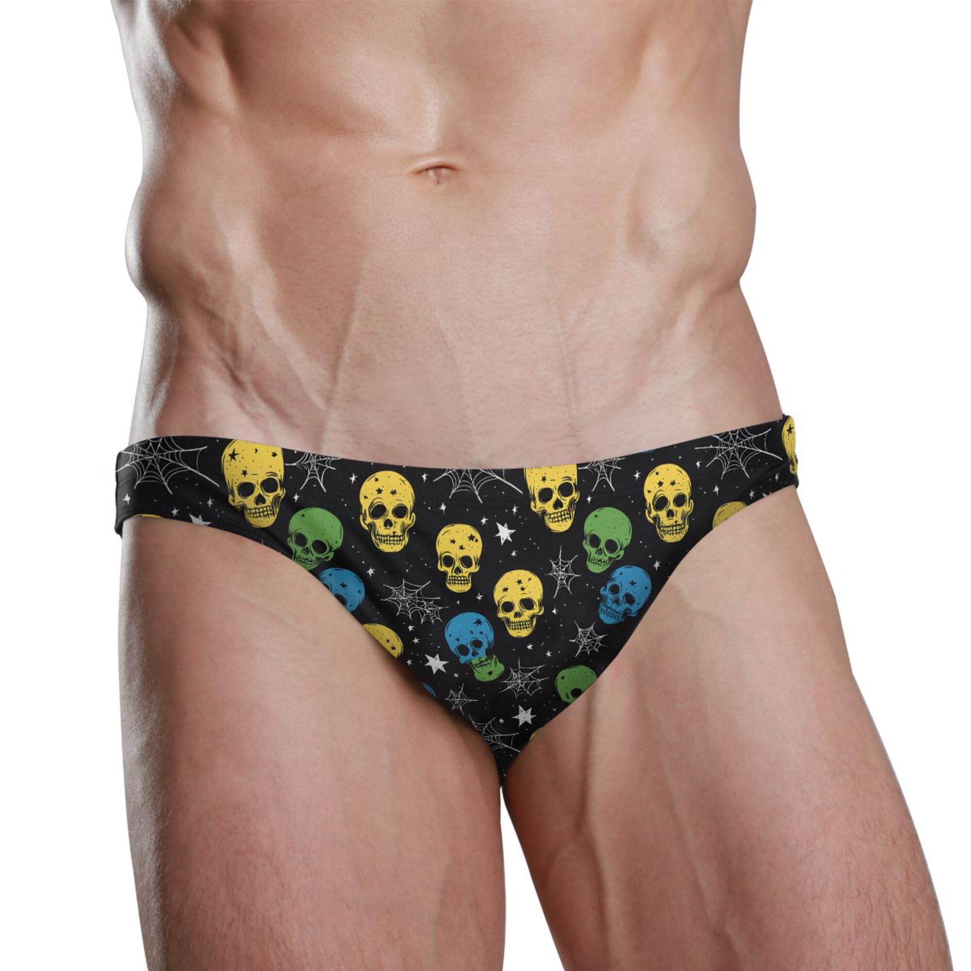 Skull Swim Briefs for Men Swimsuit Bikini Swimwear S B0404355