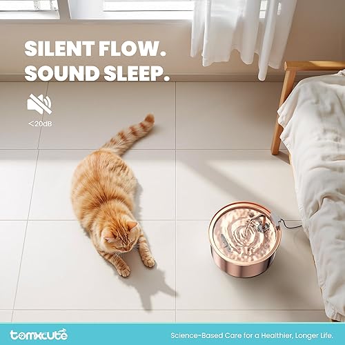 Miniatura 5 de Tomxcute Cat Water Fountain Stainless Steel - 108oz3.2L Cat Fountain for Drinking- Large Capacity Pet Water Fountain - Copper Surface