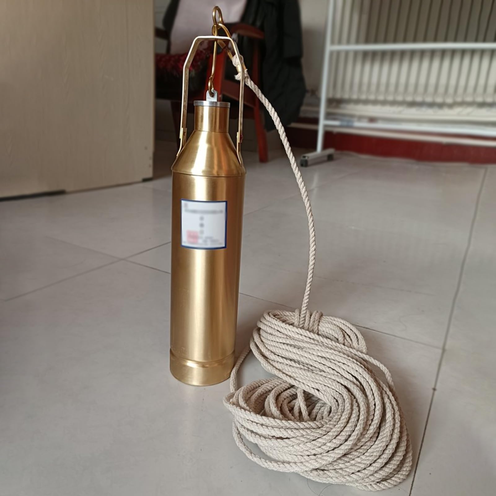 Dailify 1000Ml Brass Oli Sampling Cup Kit With Rope, Deep Sea/Well Petroleum Sampler Bottle, Liquid Oil Sample Collecting Bucket For Tanker, Easy To Carry(,50M (164 Ft) Rope)