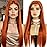 ANDRIA Lace Front Wigs Straight Hair Glueless Lace Wigs Synthetic Long Silk Straight Natural Wig Heat Resistant Fiber Hair Orange Ginger Wig With Baby Hair For Black Women 24 Inches