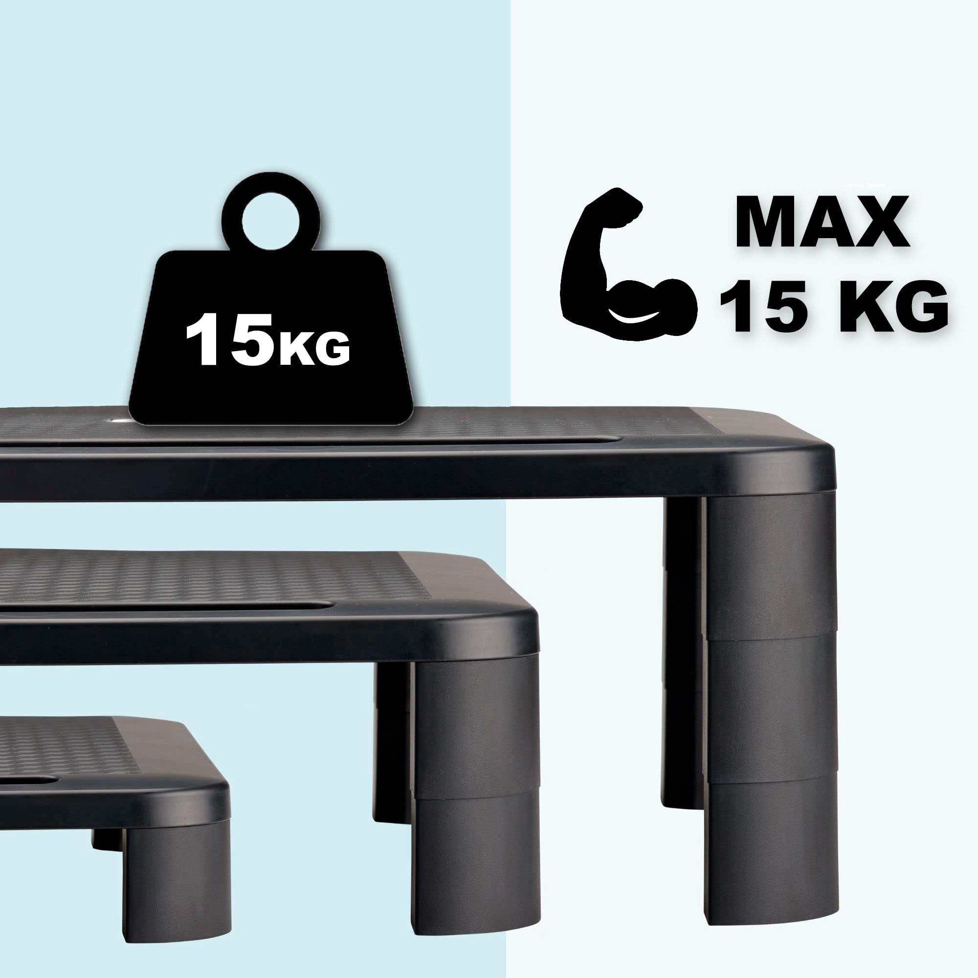 Supporto per monitor, supporto per schermo per computer e laptop regolabile in altezza con gambe rimovibili - Made in EU (1 unità)