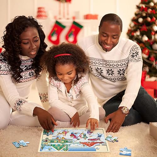 Miniatura 8 de Rompecabezas de Navidad para niños de 3 años, rompecabezas de 24 piezas para niños de 3 a 5 años de edad en la granja navideña de Feliz invierno,