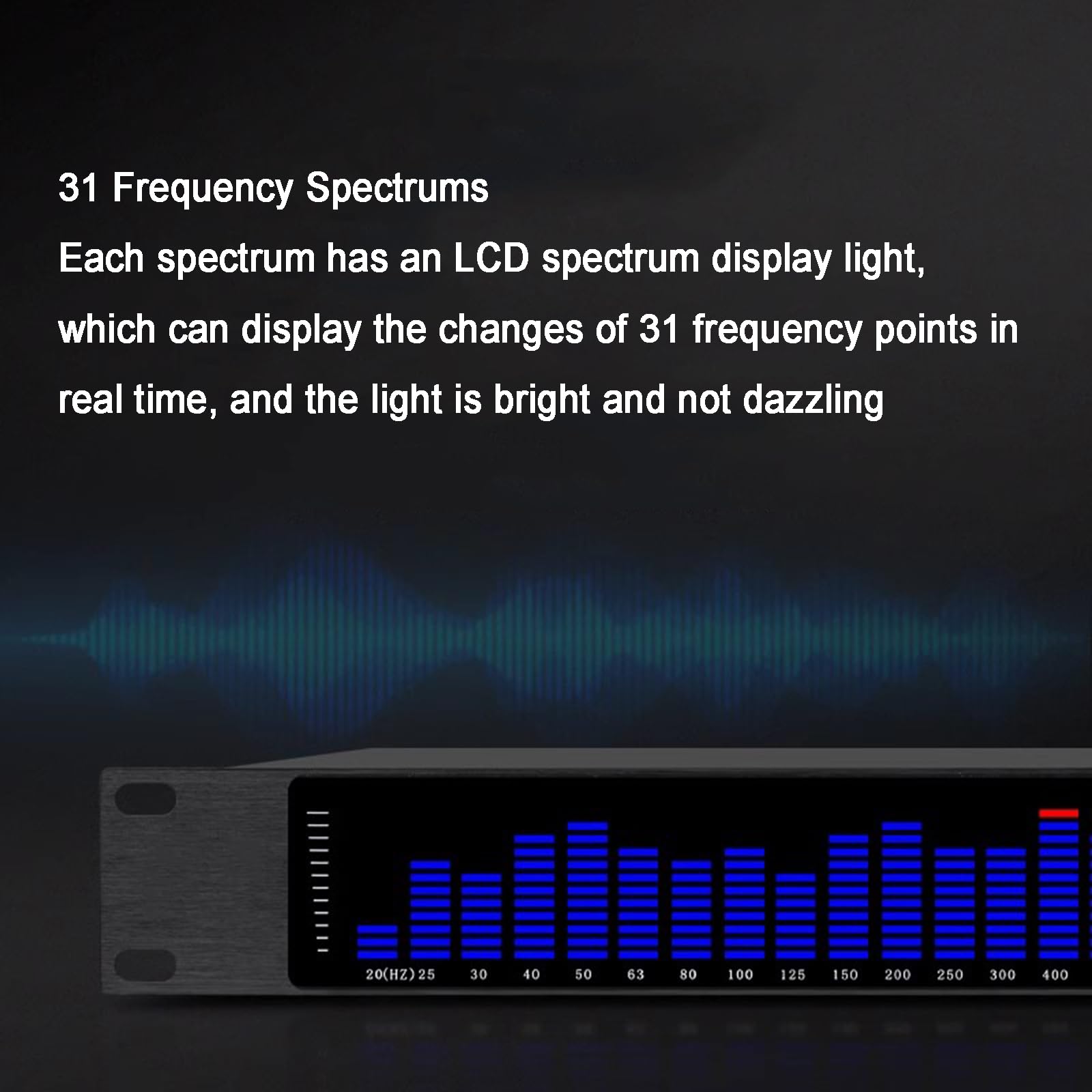 Ecualizador Digital, Analizador De Espectro De Audio De 31 Bandas, con 5 Modos Preestablecidos, Reducción De Ruido, Interfaz XLR Y RCA, Compatible con Reproducción De Disco U/Bluetooth