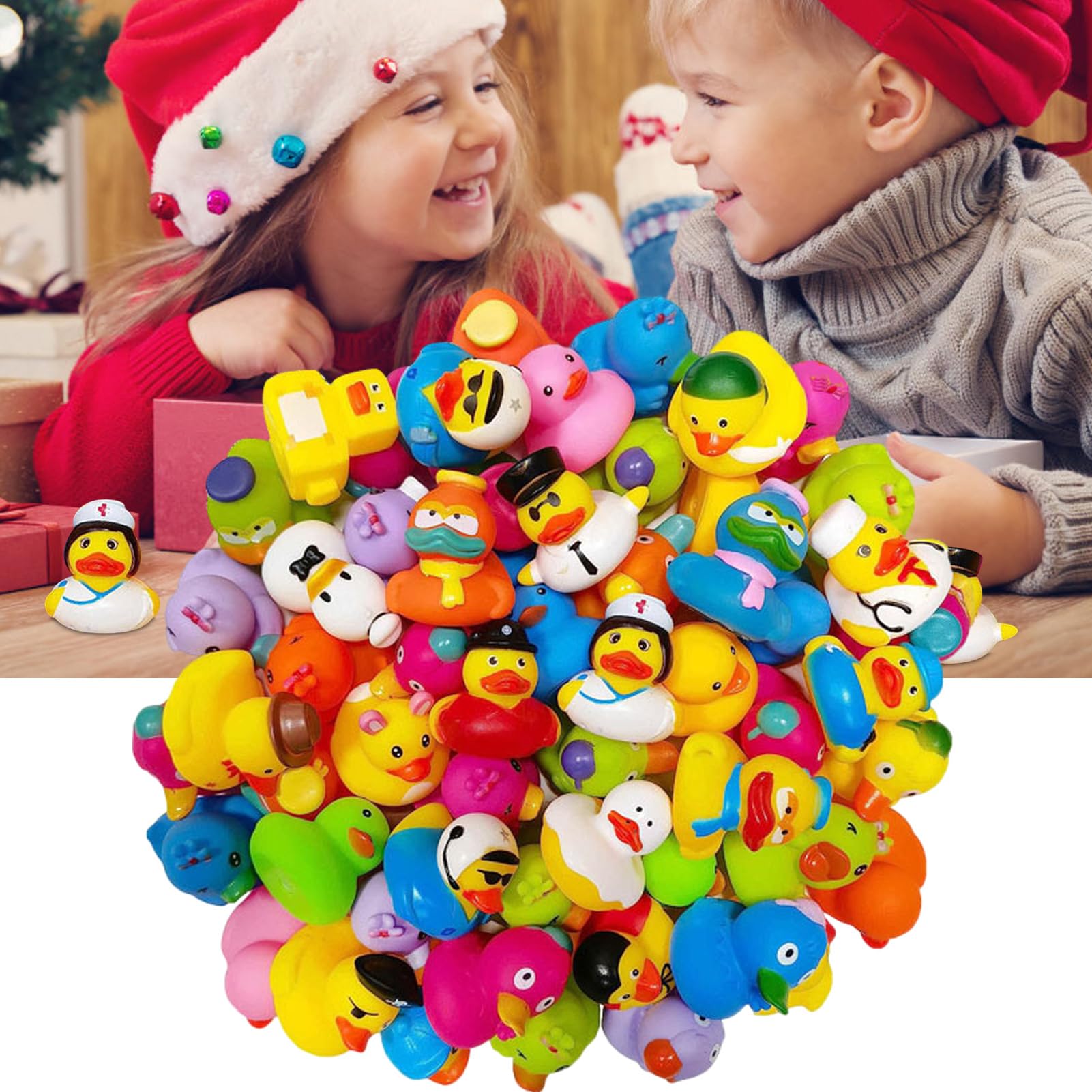 Badeente Set - Schwimmende Badewannen-Kollektion, schönes Schwimmspielzeug | quietschende weiche Wasser-Tierfiguren | Lernsichere Badepartner für Babys, Kinder,