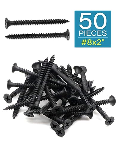Miniatura 2 de IMScrews 50 tornillos Phillips de cabeza plana 8 x 2 pulgadas rosca fina punta afilada acero al carbono 1022A fosfato negro