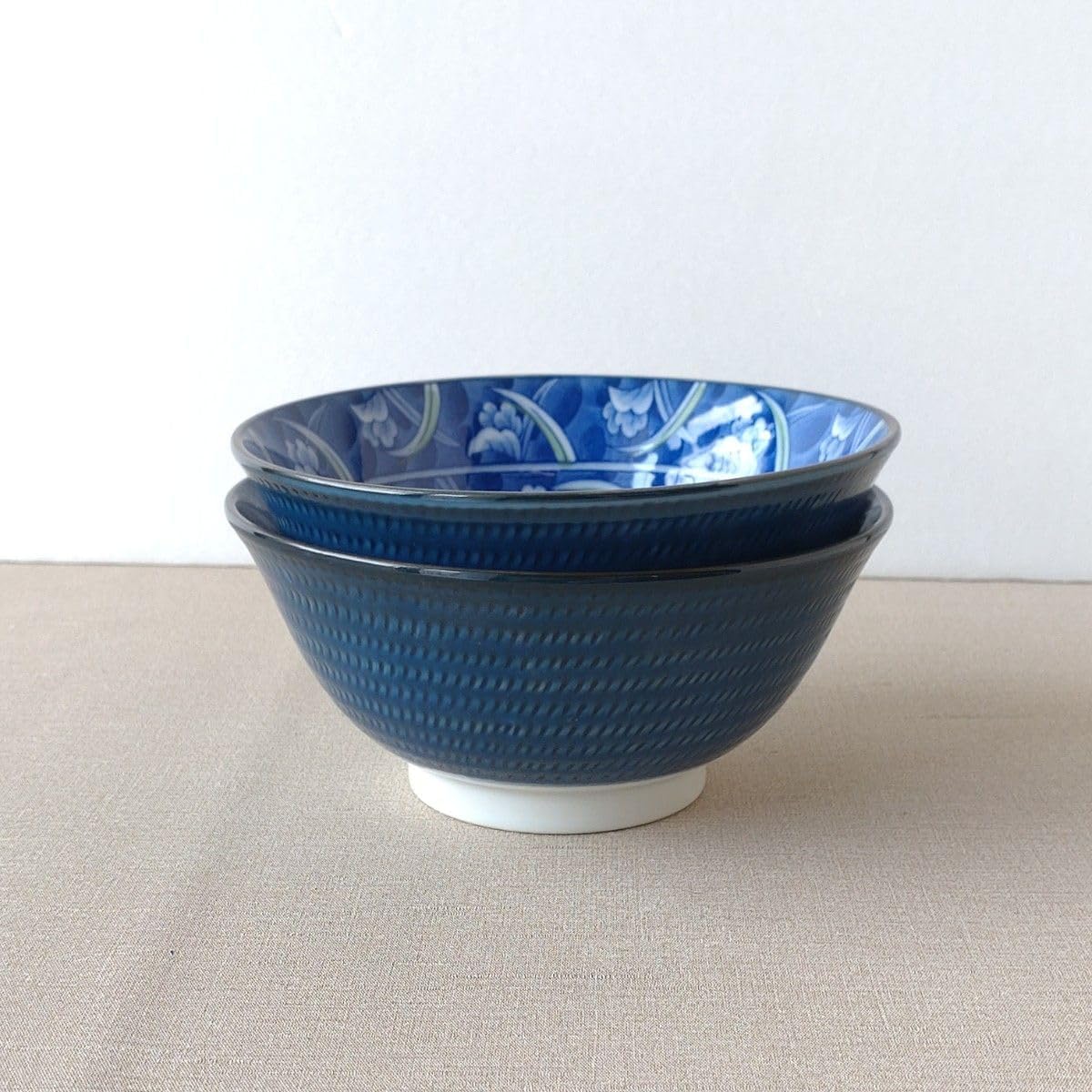 2枚 日本製 美濃焼 染付 草花 多用丼 小丼