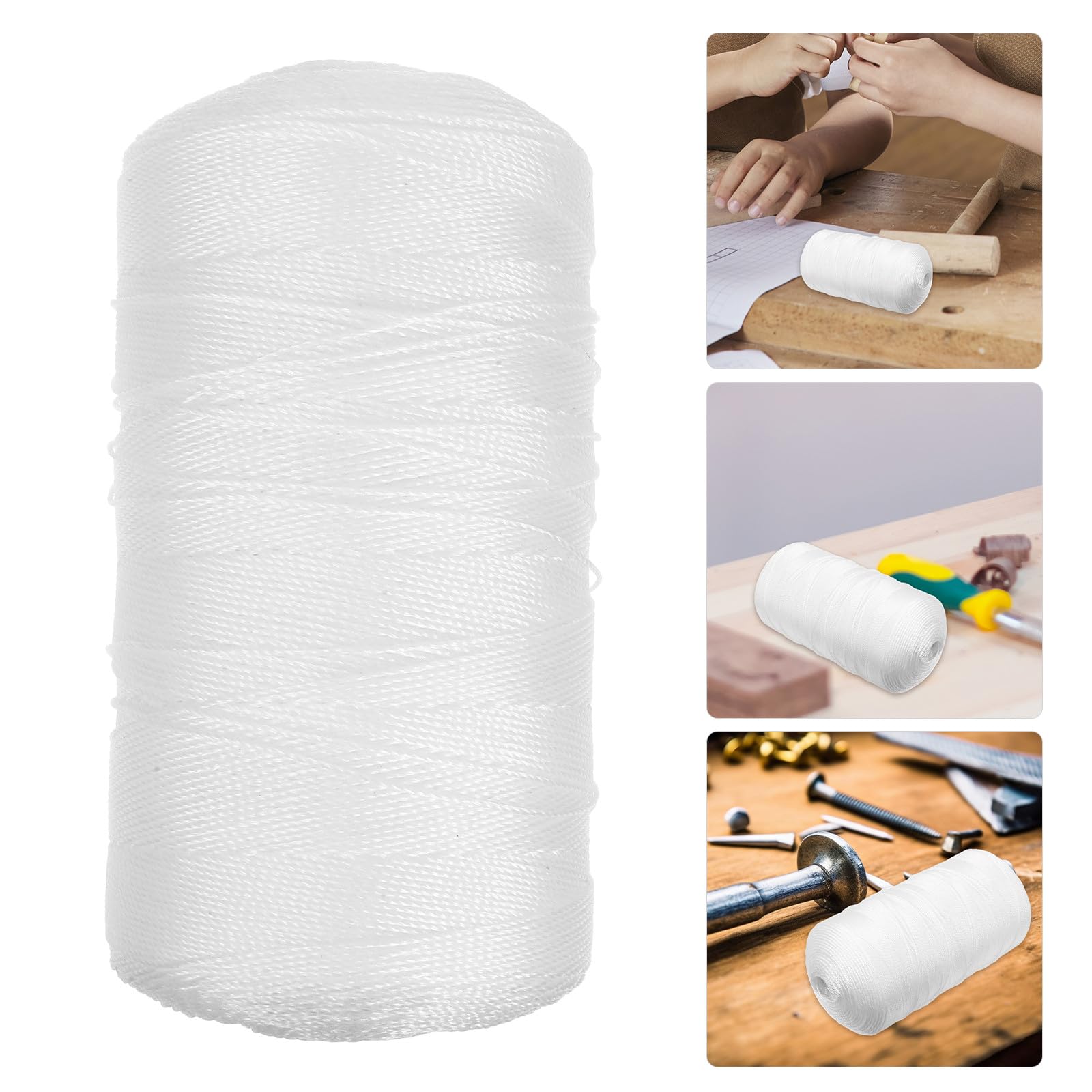 HOMSFOU Ficelle de Jardin pour Plantes Grimpantes en PE Blanc, Corde Multifilaments Résistante la Corrosion, Rouleau Unique Polyvalent pour Jardinage et Navigation