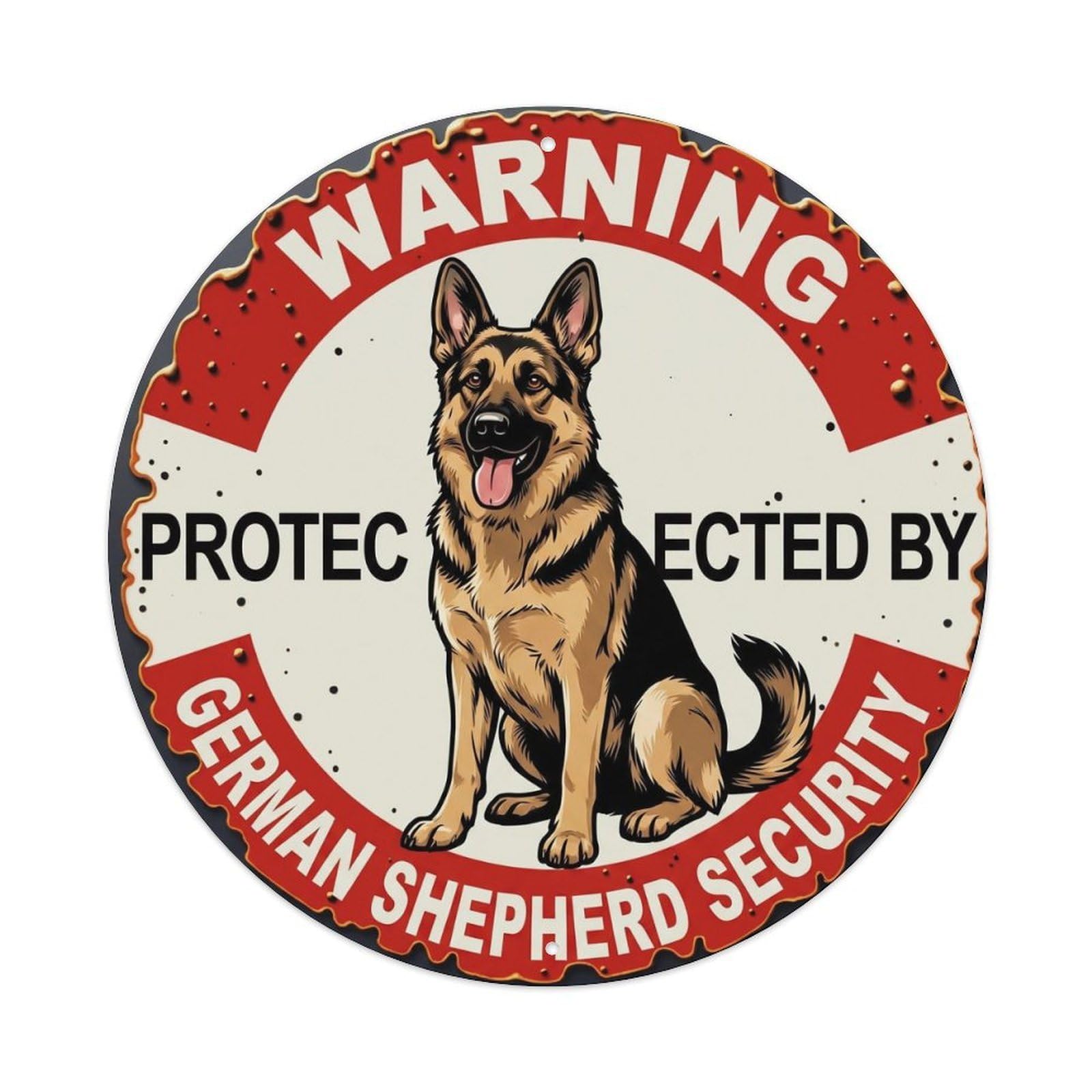 Metal Tin Sign Warning Protected By German Shepherd Dog Security Vintage