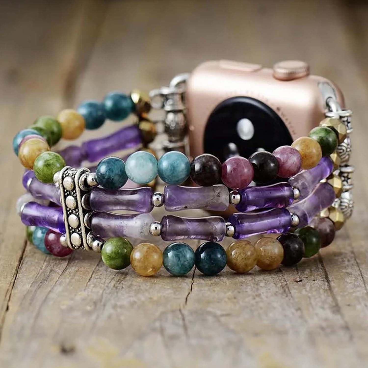 Boho Beaded Bracelets for Women Compatible with Apple Watch Bands 38mm 40mm 41mm 42mm 44mm 45mm 46mm 49mm Elastic Stretch Handmade Strap for iWatch Ultra 1/2 SE Series 11 10 9 8 7 6 5 4 3 2 1