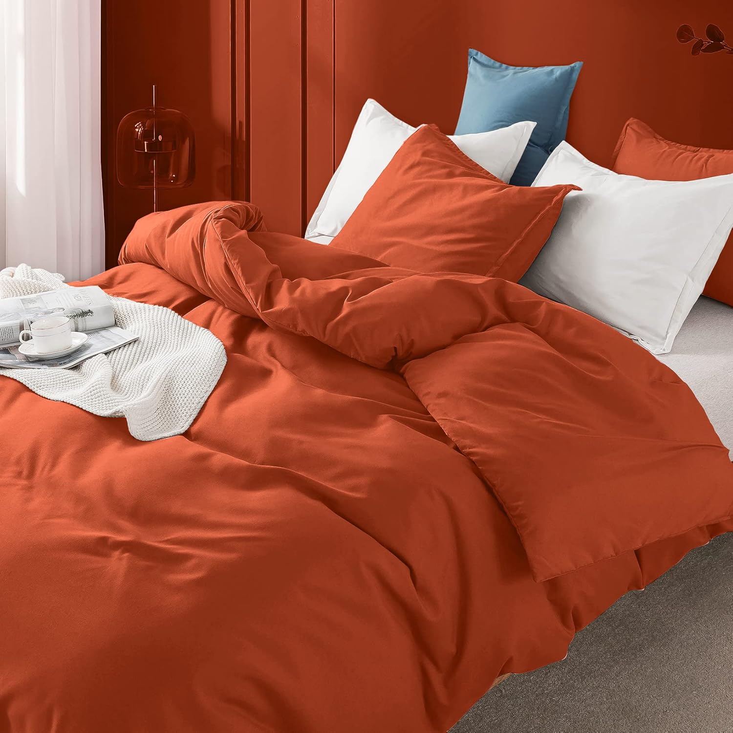 KINMEROOM Burnt Orange Duvet Cover Queen SizeUltra Soft