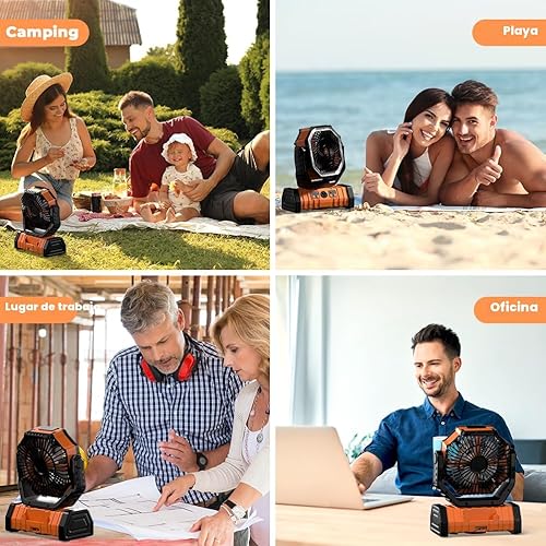 Miniatura 6 de Ventilador de camping  Ventilador de batería de 20000 mAh recargable con linterna LED  Ventiladores portátiles para tienda de campaña al aire libre