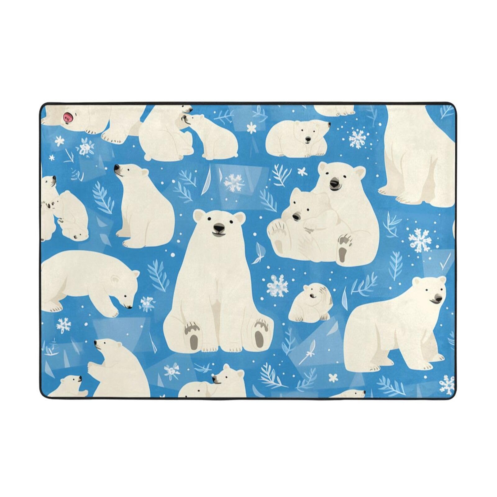 Tapis de sol doux ours polaire 203x147 cm pour grand salon cocooning