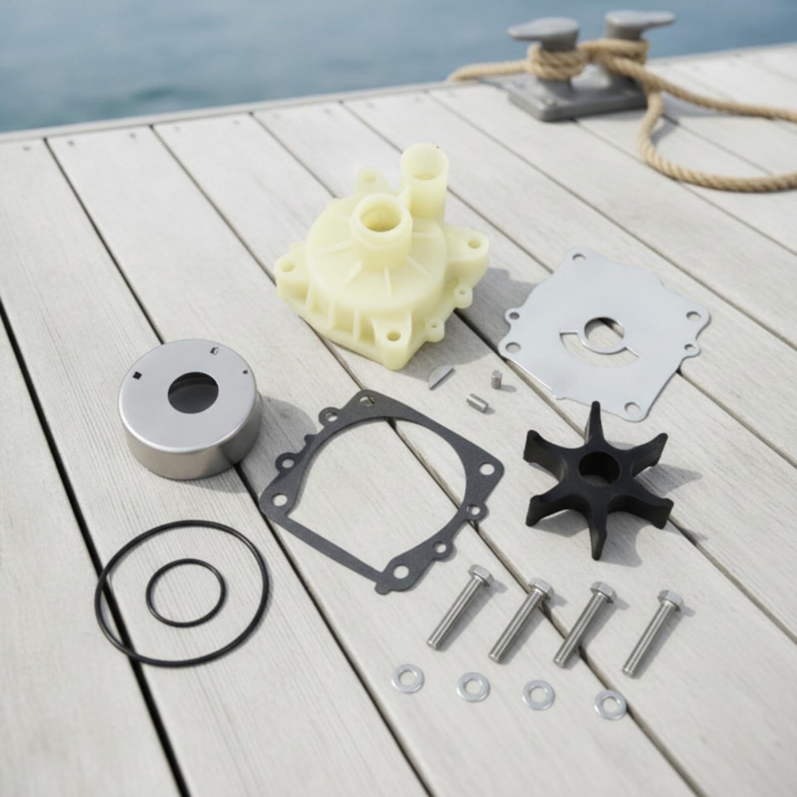Kit di Riparazione Girante Pompa di’acqua con Alloggiamento Completo Ricambi Marino per Meccanici Nautici, Manutenzione Fuoribordo, Officina Nautica