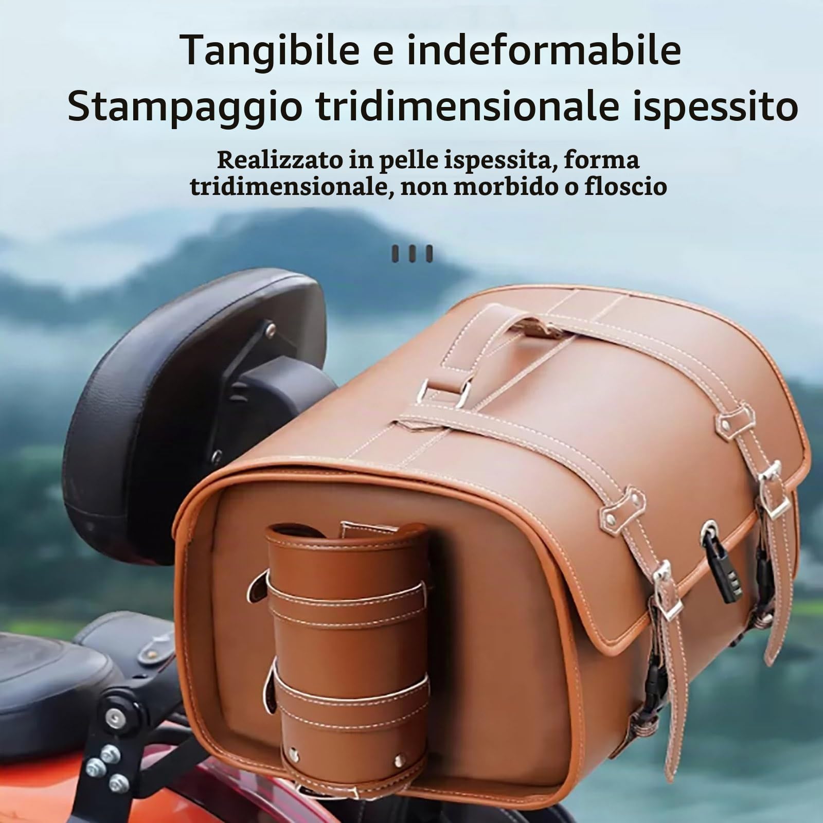 Bauletto per moto retrò, baule impermeabile ispessito, baule da viaggio con serratura a combinazione di sicurezza e maniglia per il trasporto, valigia per casco da motociclista, aspetto alla moda ( Co