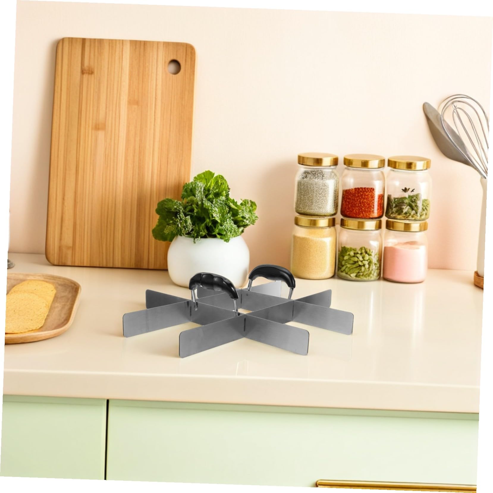 Toyvian 9gitter Kuchenportionsmarkierer Aus Edelstahl Brotschneidehilfe Mit Schlitzen Rechteckige Kuchenschneidehilfe Käsekuchen-portionsmarker Brownie-formteiler Küchenzubehör Für Gleichm
