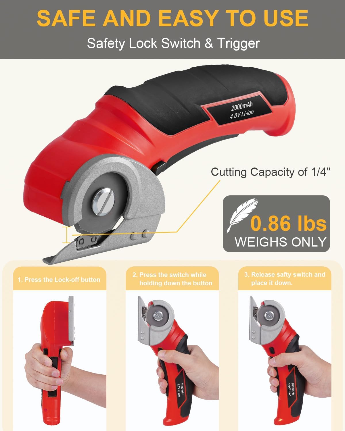 Christmas Stocking Stuffers for Men Gifts, Cardboard Cutter Cordless Electric Scissors, 4V Electric Box Cutter Cardboard Recycling, Rechargeable Carpet Cutter Tool with Self-Sharpen Blade for Plastic
