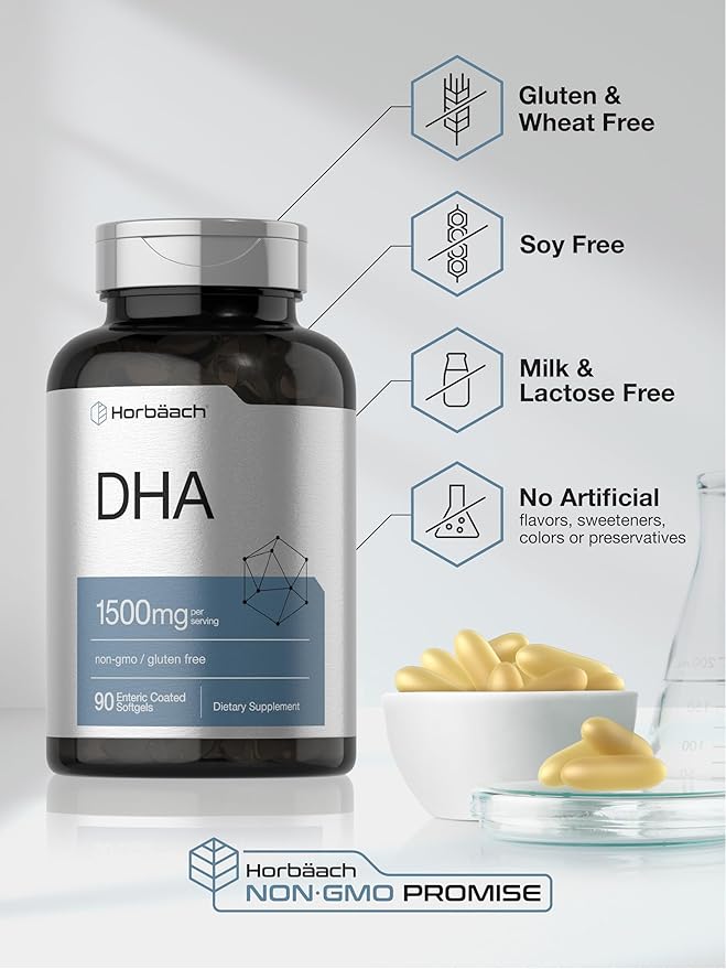 Horbaach DHA 1500mg 90 Cápsulas Blandas Omega 3 EPA Non-GMO miniatura 5