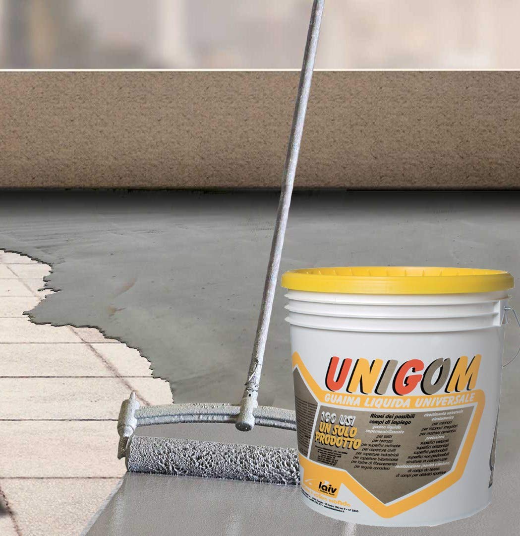 Laiv PPUNIGGR 01 Unigom, Guaina Liquida Impermeabilizzante Universale, Grigio, 18 Kg