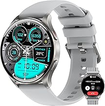 IOWODO Smartwatch Uomo Donna, 1.43" AMOLED Orologio Fitness Tracker con Effettua/Risposta Chiamate Bluetooth, Contapassi/Cardiofrequenzimetro/Sonno, Impermeabile IP68 per Android iOS, Grigio