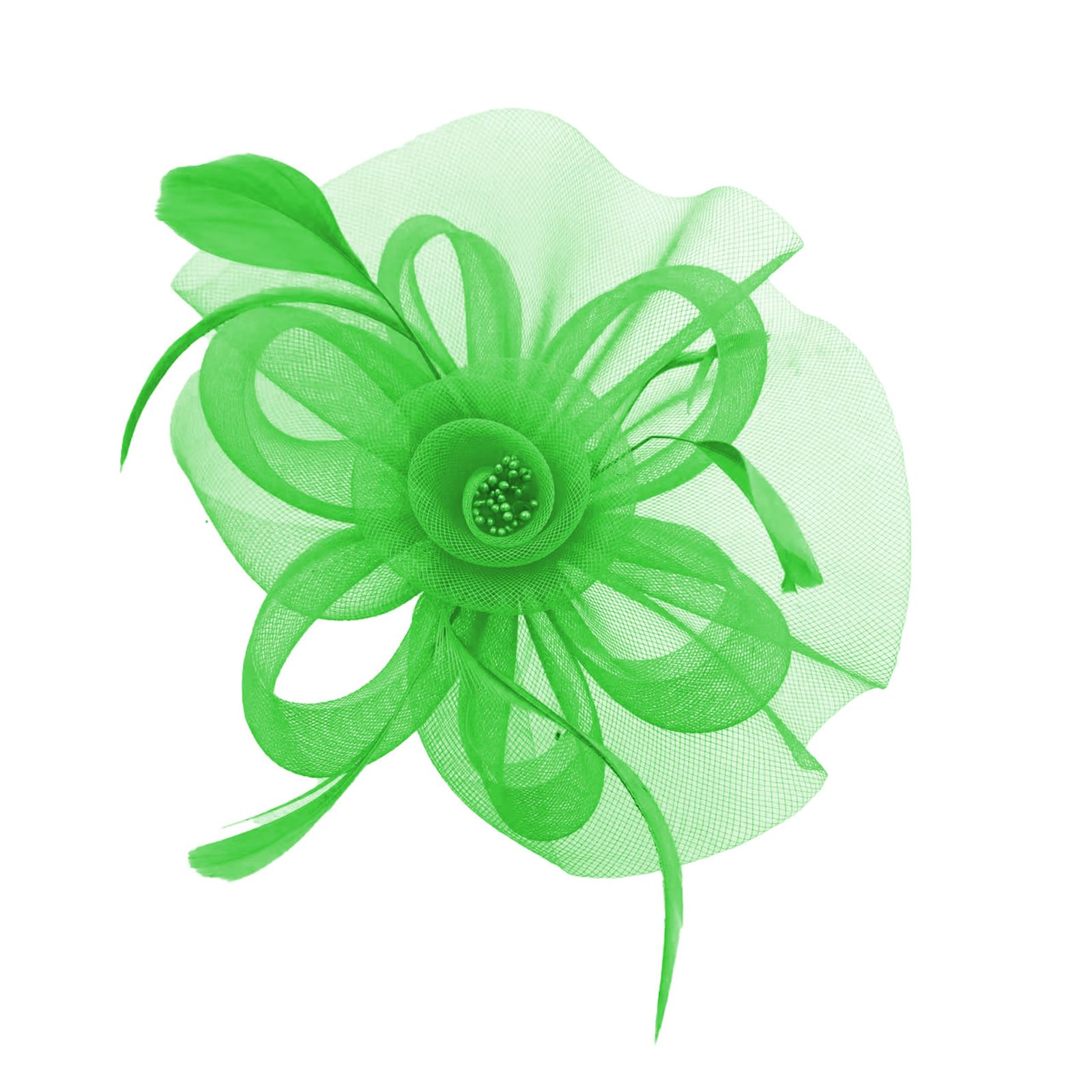 MICFENY Delicate Tulle Fascinator Hair Flower With Feathered Accents Retro Design For Bride Special Occasion