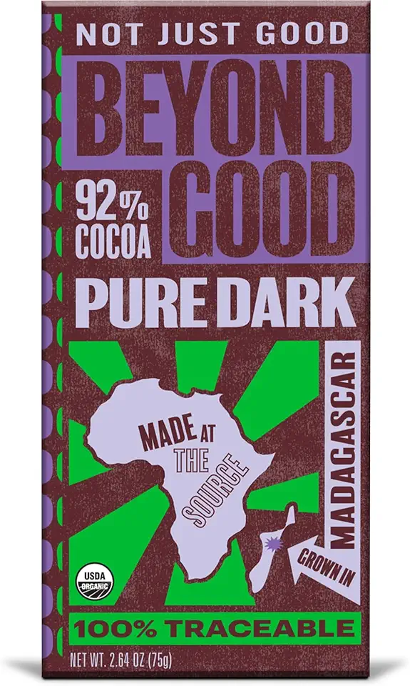 Beyond Good, Organic 92% Dark Chocolate Bar, 2.64 Ounce USDA Organic