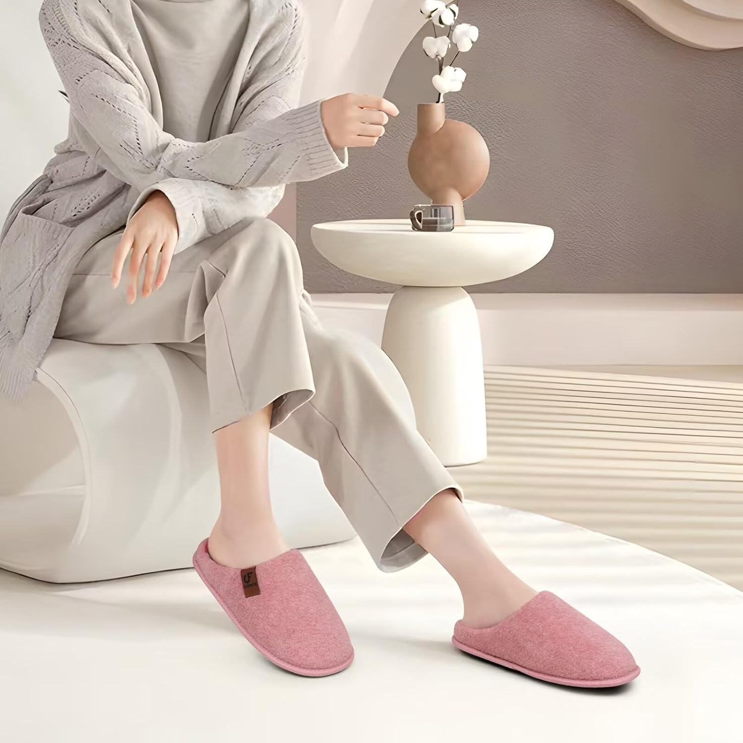 COFACE Unisex Mens Womens Cozy Memory Foam Scuff Slippers Casual Slip On Warm House Shoes Indoor/Outdoor Felt Sandal Slippers Size 4-15 - Image 2