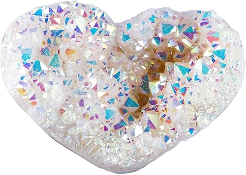 Rockcloud Piedra bruta AB con revestimiento de titanio, figura de geoda drusa en racimo para decoración de boda en casa, oficina, 2 unidades