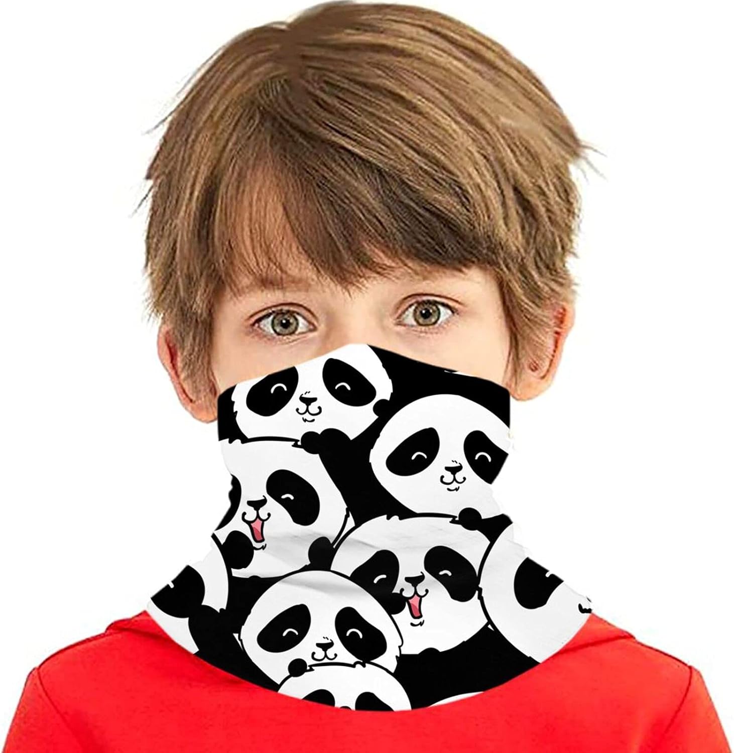 cute panda pattern 2 Kids Neck Gaiter Face Mask Washable Bandanas Balaclava Magic Scarf : Clothing, Shoes & Jewelry
