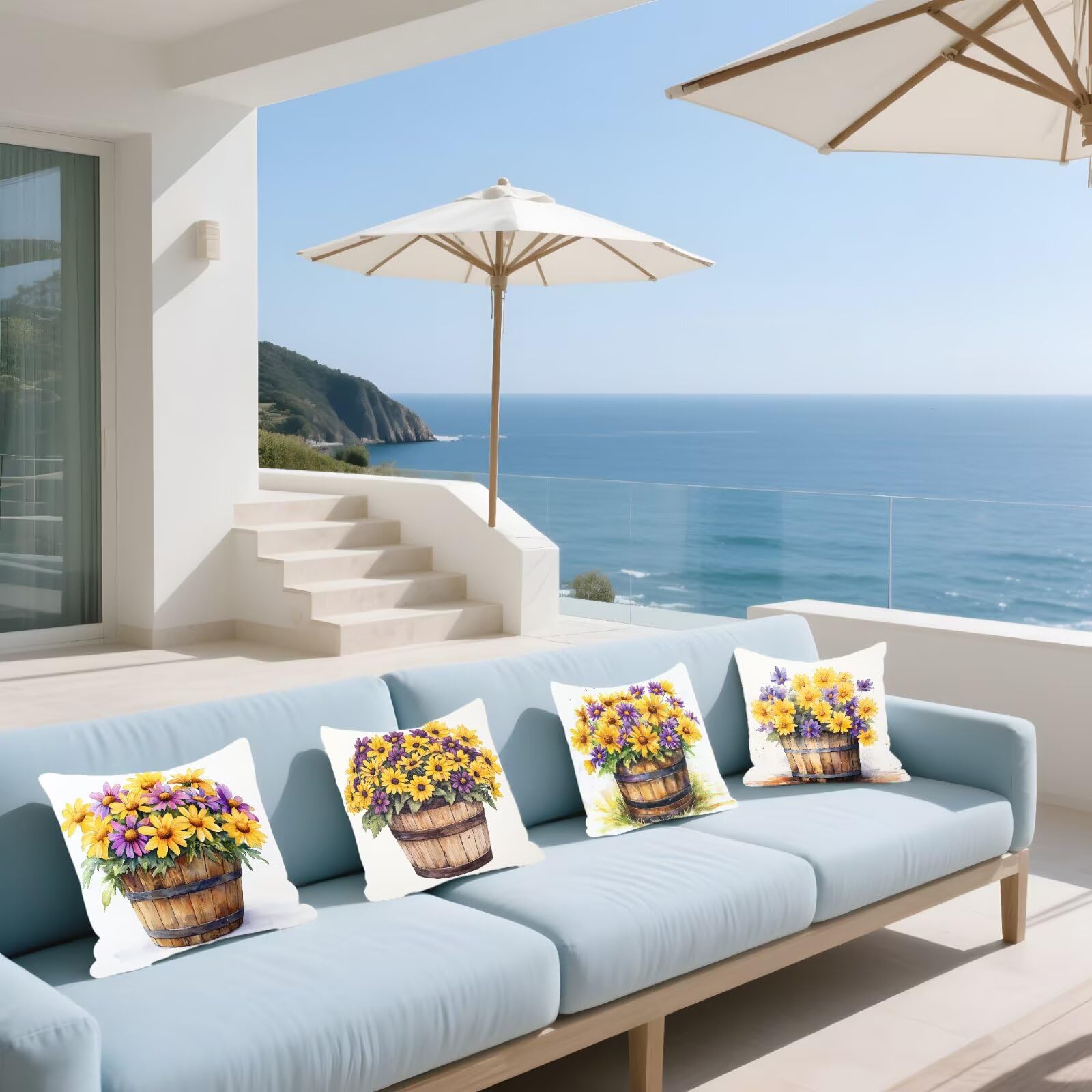 Federe Cuscini Divano 45x45cm, Federa Cuscino Fiori Giallo Quadrati Copricuscini Super Morbido Copri Cuscini Per Divano, Cuscino Decorativo da Esterno Giardini, Per Soggiorno Camera Divani Sedie P-281