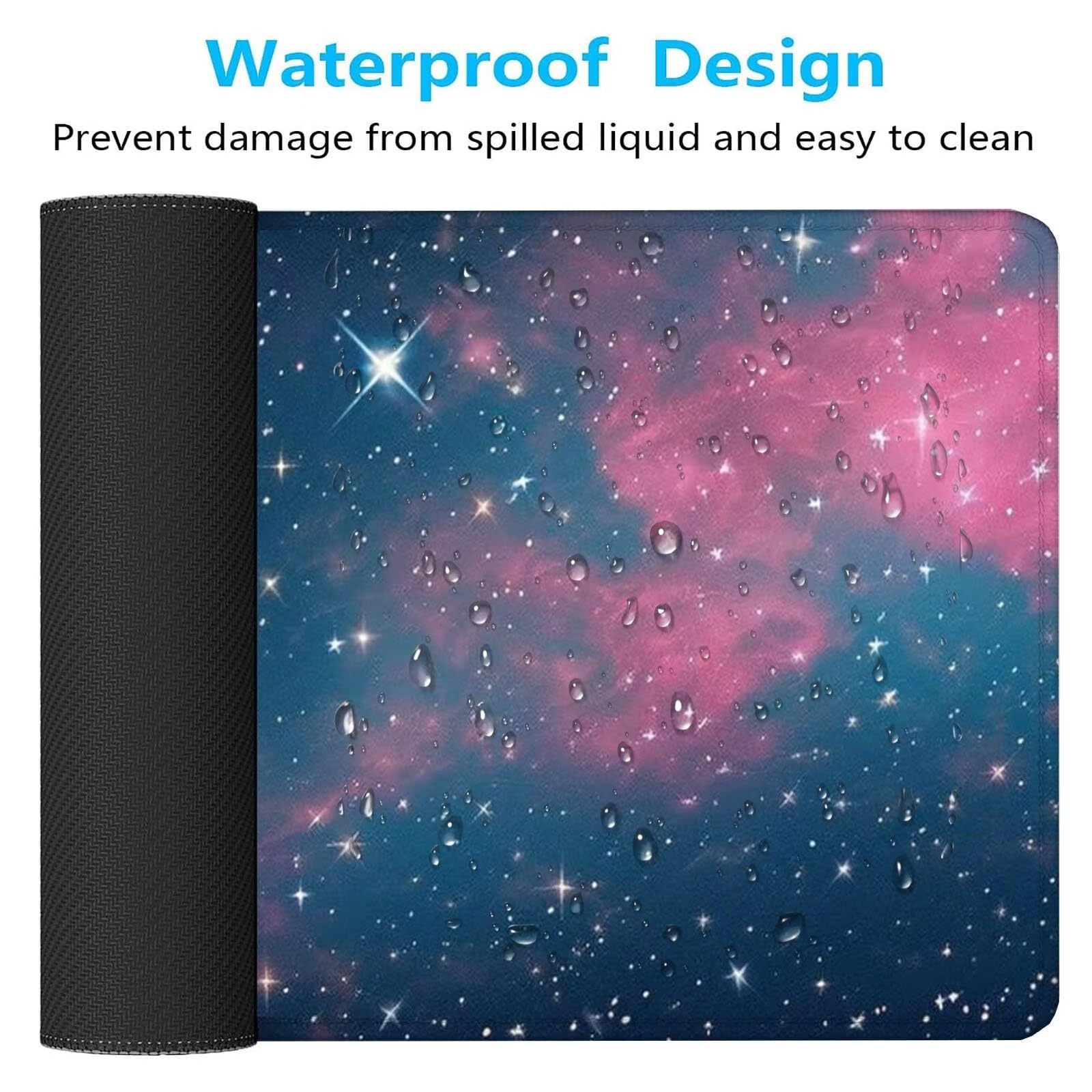 Starry Sky Szeroka podkładka pod mysz do gier różowa podkładka pod mysz do gier XXL 1400 x 700 x 3 mm, mata komputerowa akcesoria biurowe z antypoślizgową podstawą do klawiatury i myszy dla graczy