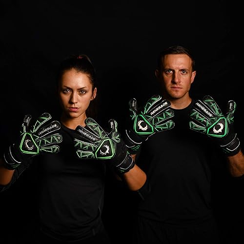 Miniatura 3 de Renegade GK Guantes de portero Triton con protector contra microbios (tallas 5-11, 3 estilos, nivel 2) Pro-Tek Fingersave y duradero 3.5+3MM Super