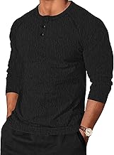 TARAINYA Henley Men's Cotton Long Sleeve Casual Mao Collar Shirts Casual with Buttons Casual Regular Fit