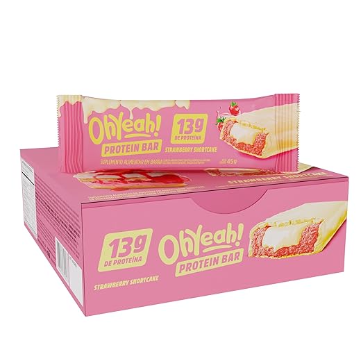 3VS Nutrition Barra de Proteína 45g Oh Yeah - Snack Proteíco - Pré e Pós-Treino - Display com 12 Unidades (Strawberry ShortCake)