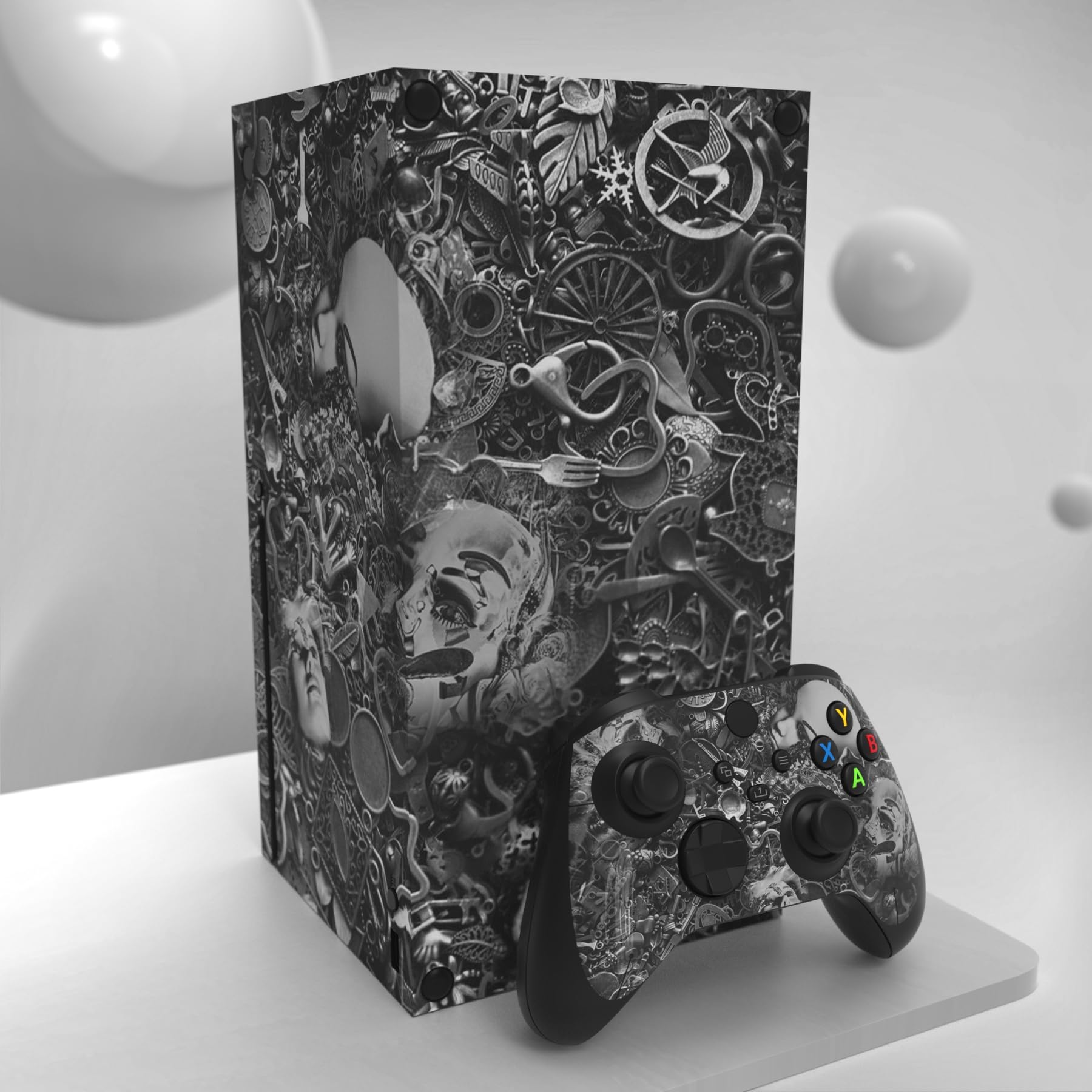 PlayVital Stickers Manette pour Xbox Series X,Autocollant Protection pour Xbox Series X Console Accessoires Skin Habillages-Épave Cyborg