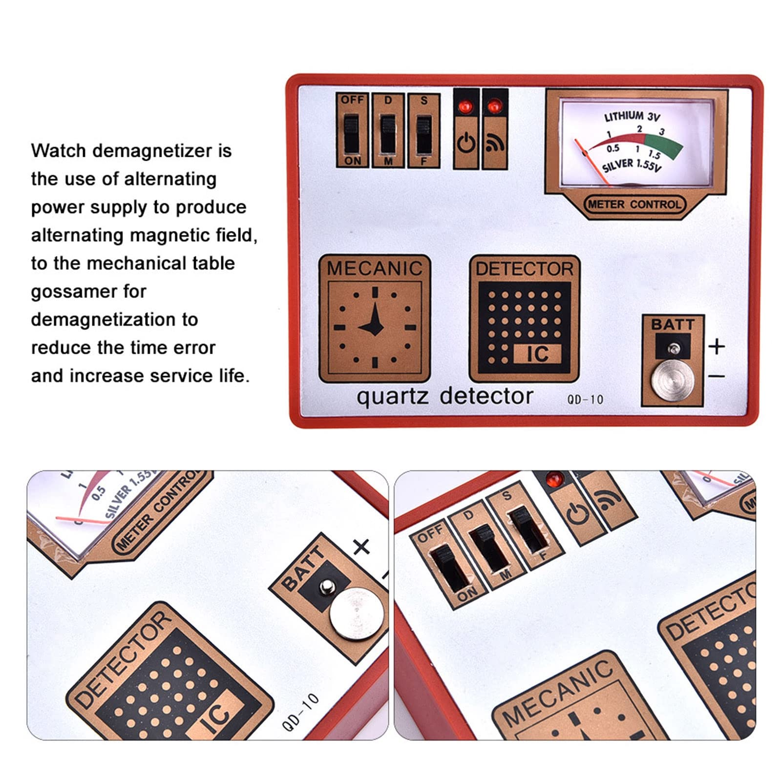 Batterietester Checker, Entmagnetisierer Timegrapher, Universal Uhrenprüfer Tester, Quarz Tester Maschine zum Messen des Pulses der Uhrenentmagnetisierung