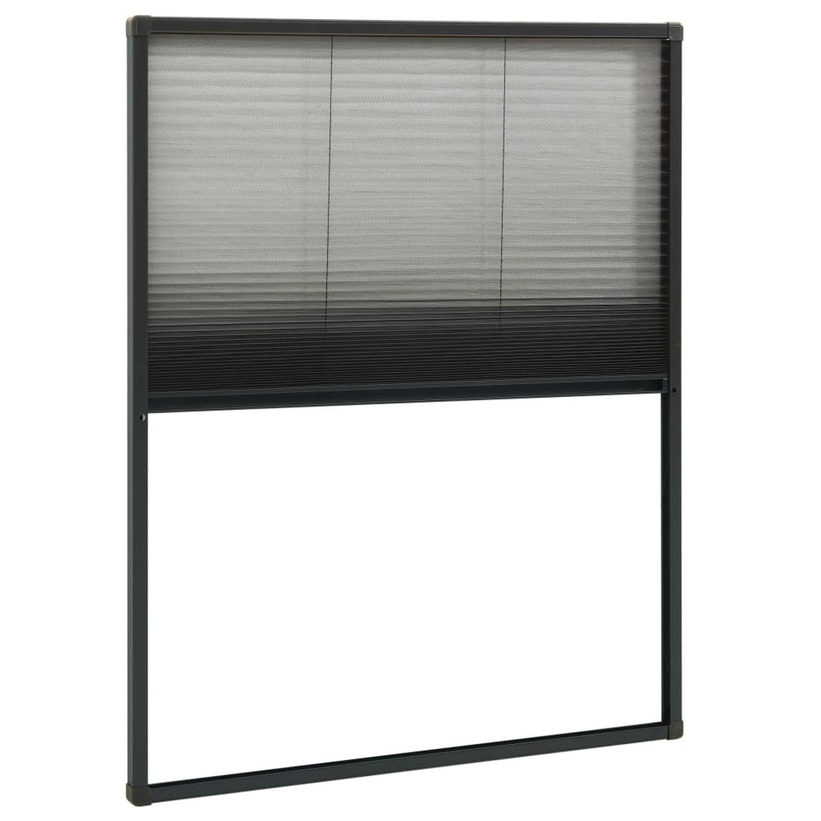 Insektenschutz-Plissee für Fenster, Fliegengitter Fenster, Fliegenschutz Fenster, Pollenschutzgitter Fenster, Insektengitter Fenster, Insektennetz, Fensternetz, Aluminium Anthrazit 80x100cm
